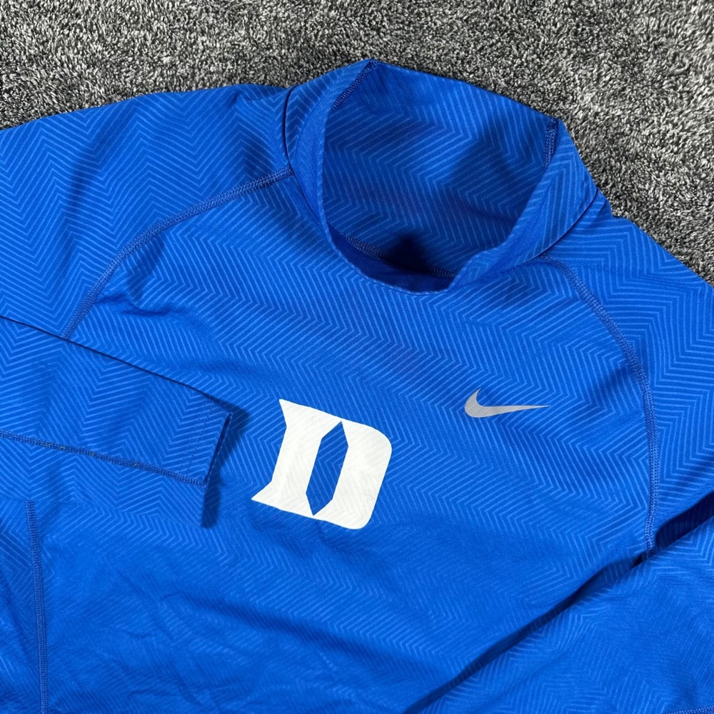 Duke Nike Compression Shirt Mens L Blue NCAA Basketball Dri-FIT Mock Neck Top